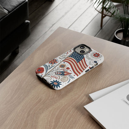 Boho USA Flag Floral Tough Phone Case