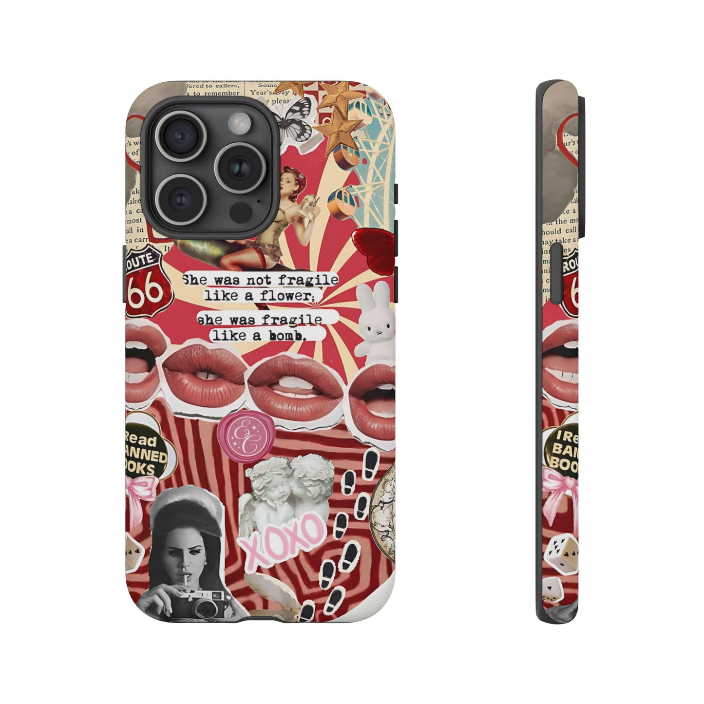 Feminine Aesthetic Retro Collage Tough Phone Case