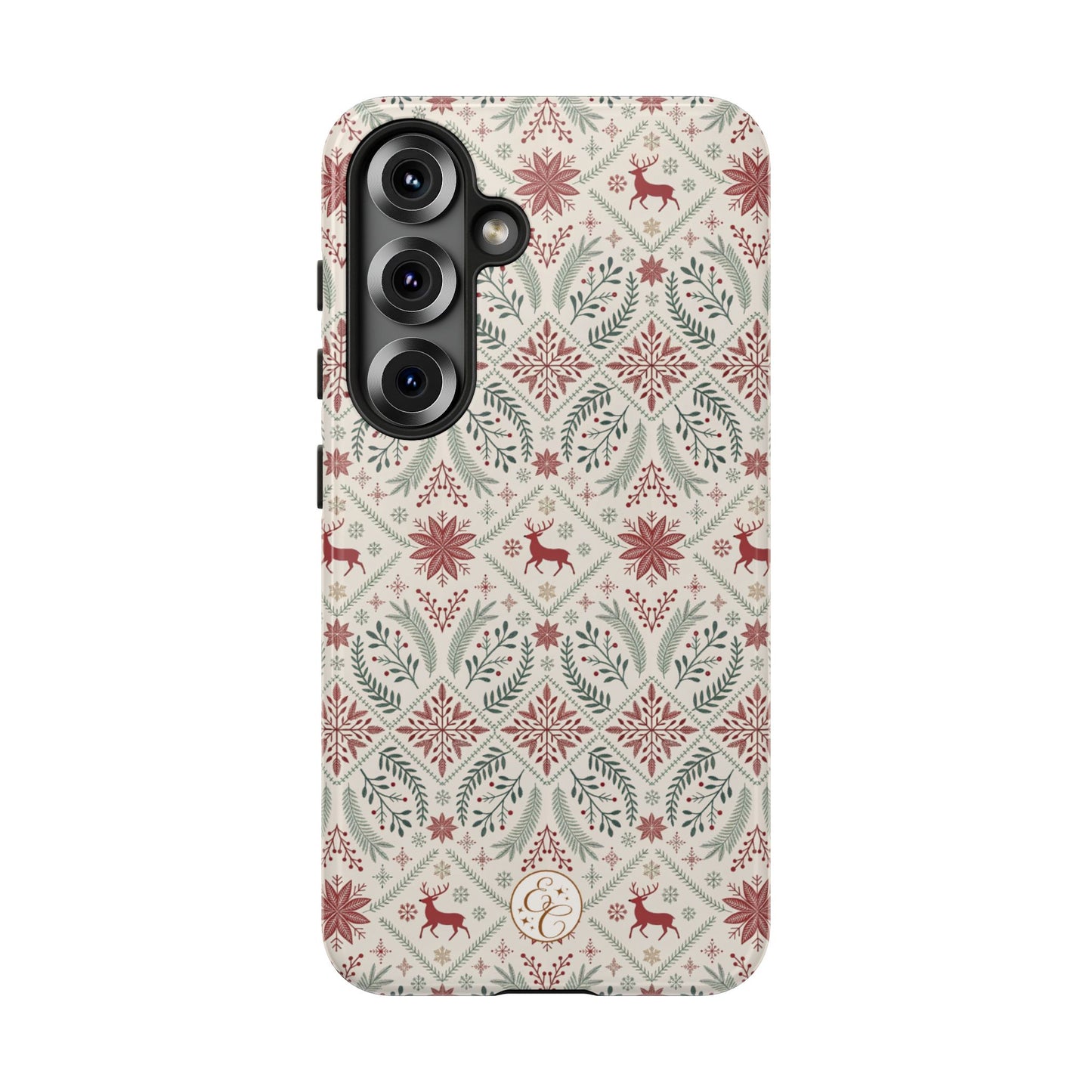 Red Reindeer Christmas Pattern Tough Phone Case
