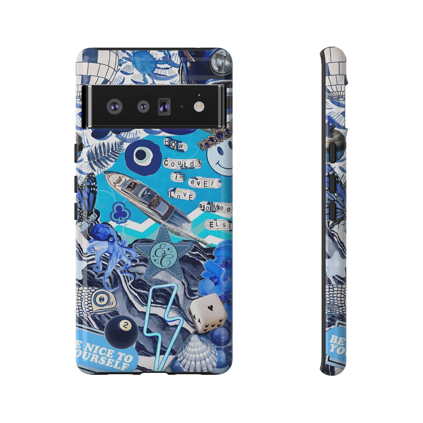 Eclectic Blue Collage Tough Phone Case