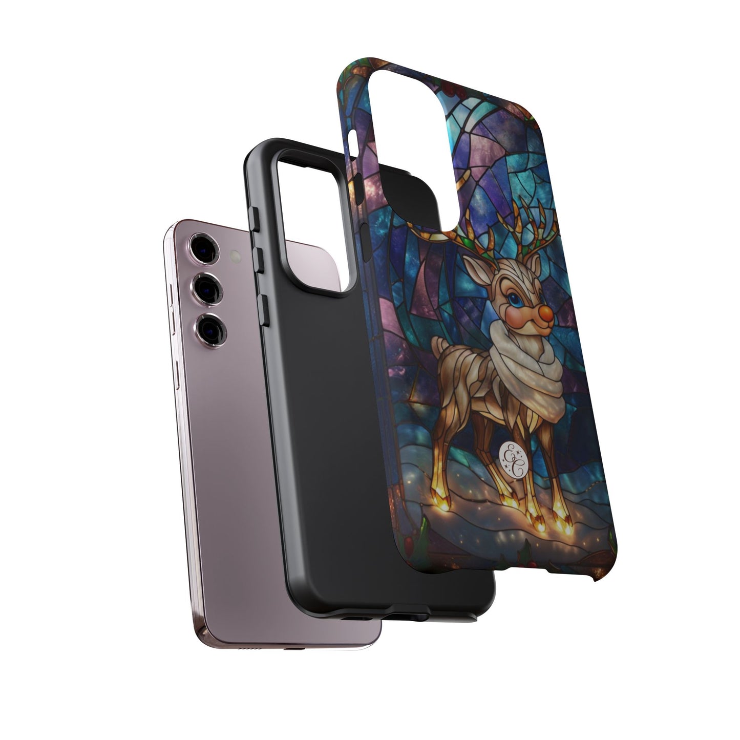 Cute Reindeer Stained Glass Tough Phone Case