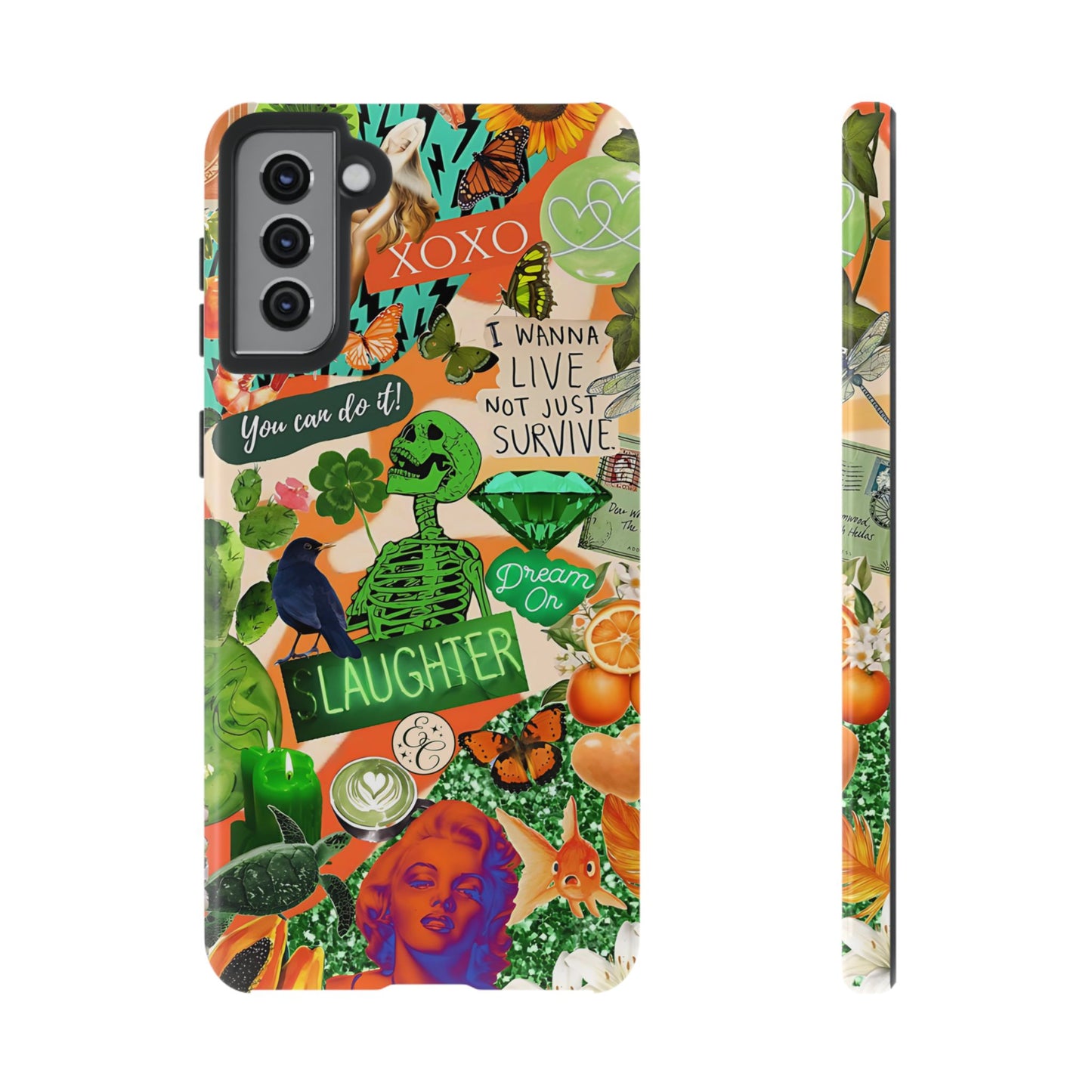 Green and Orange Collage Tough Phone Case