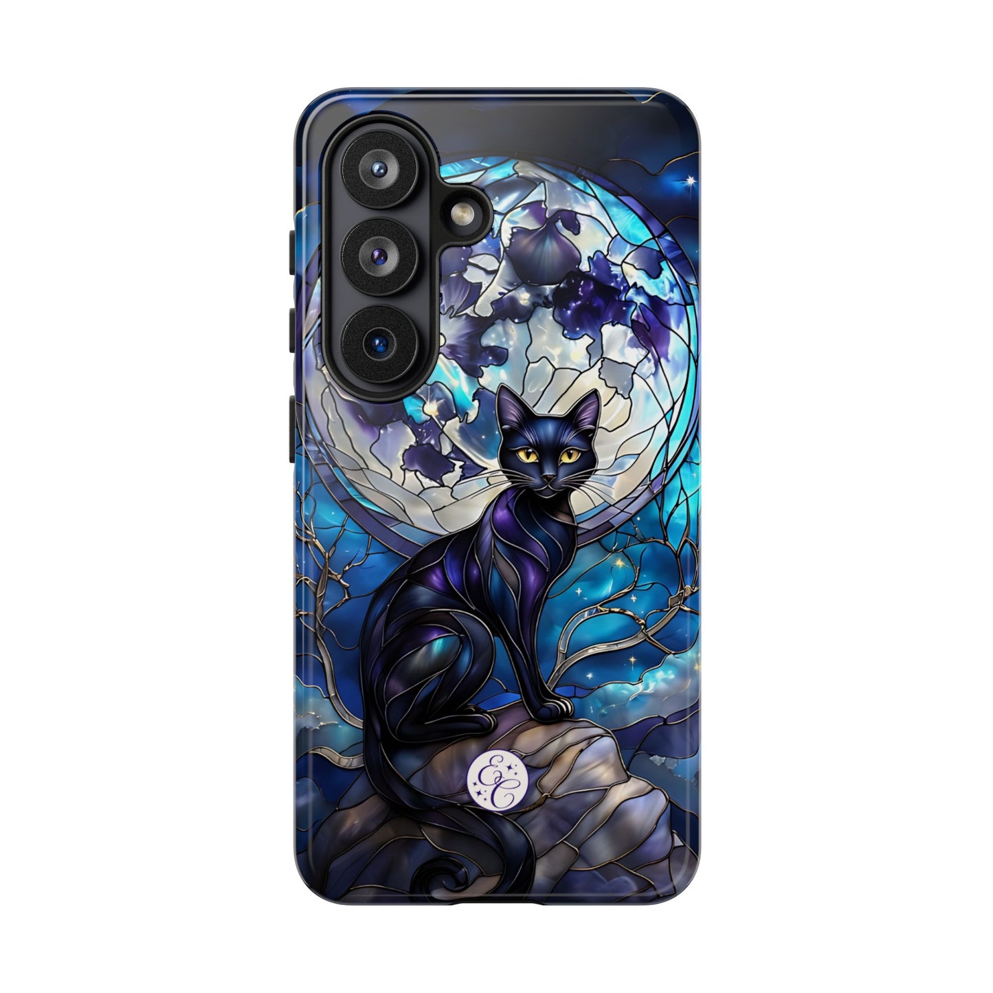 Stained Glass Black Cat Tough Phone Case