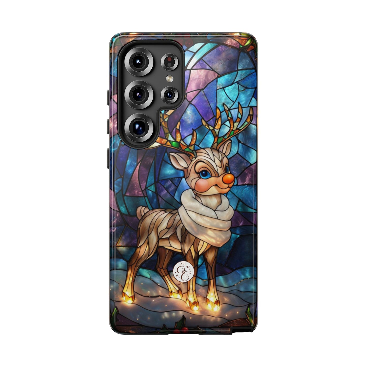 Cute Reindeer Stained Glass Tough Phone Case