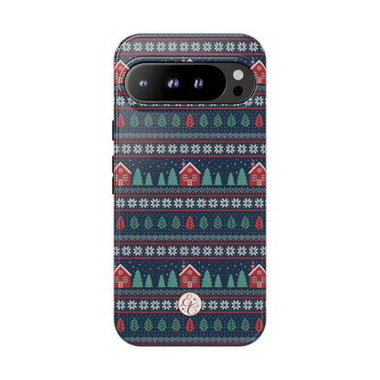 Winter Cottage Pattern Tough Phone Case