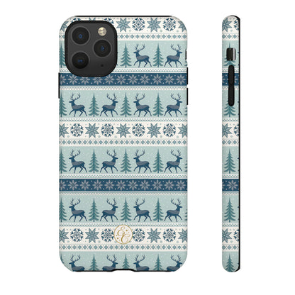 Blue Winter Reindeer Tough Phone Case