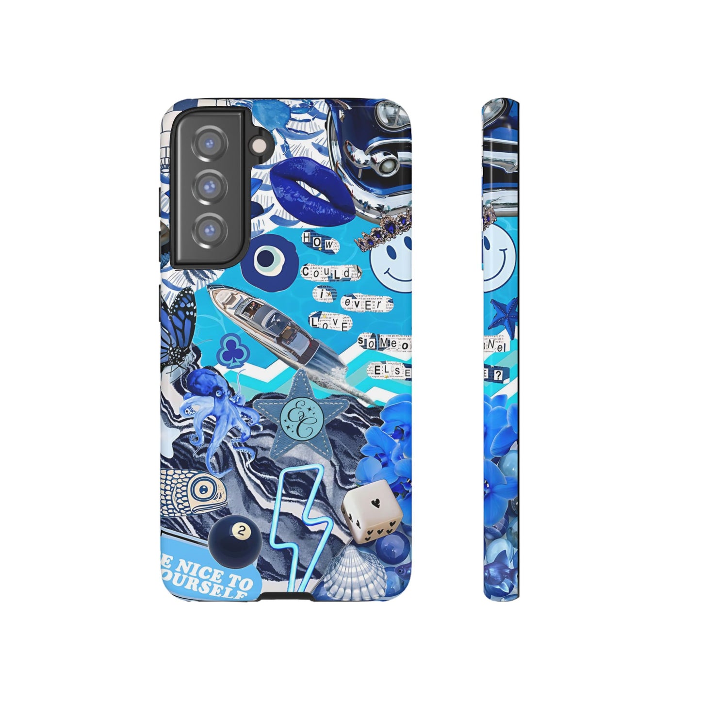 Eclectic Blue Collage Tough Phone Case