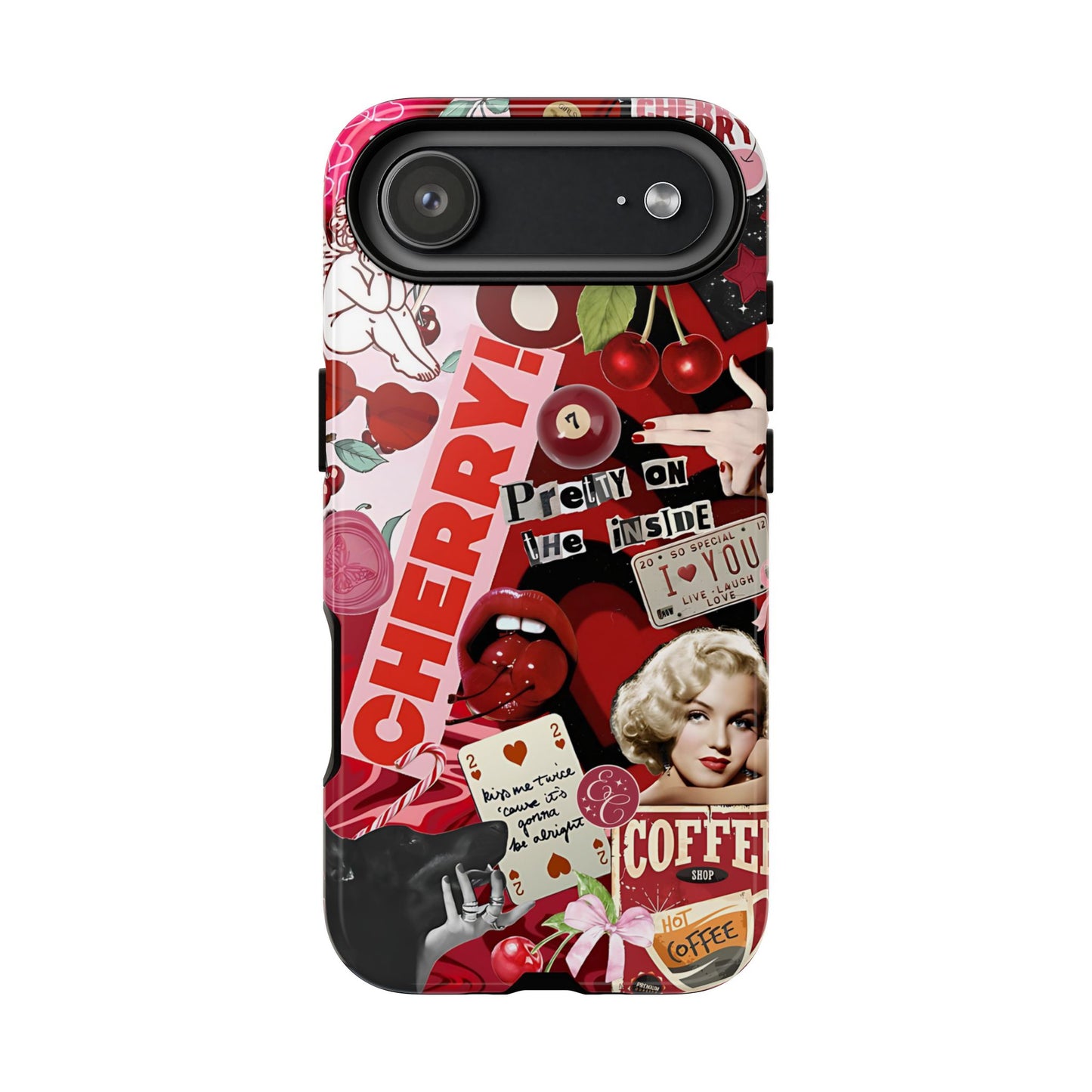 Cherry Theme Retro Collage Tough Phone Case