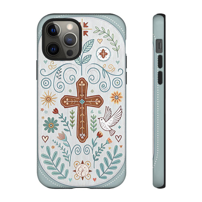 Christian Cross Floral Tough Phone Case