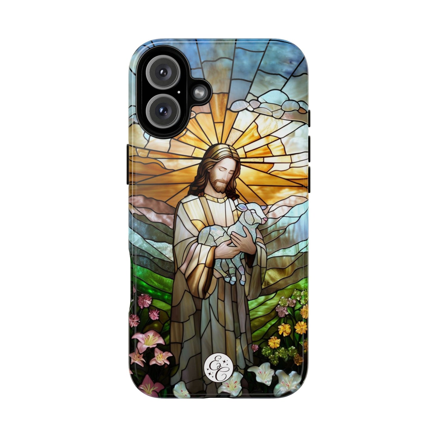 Jesus Holding a Lamb Stained Glass Tough Phone Case