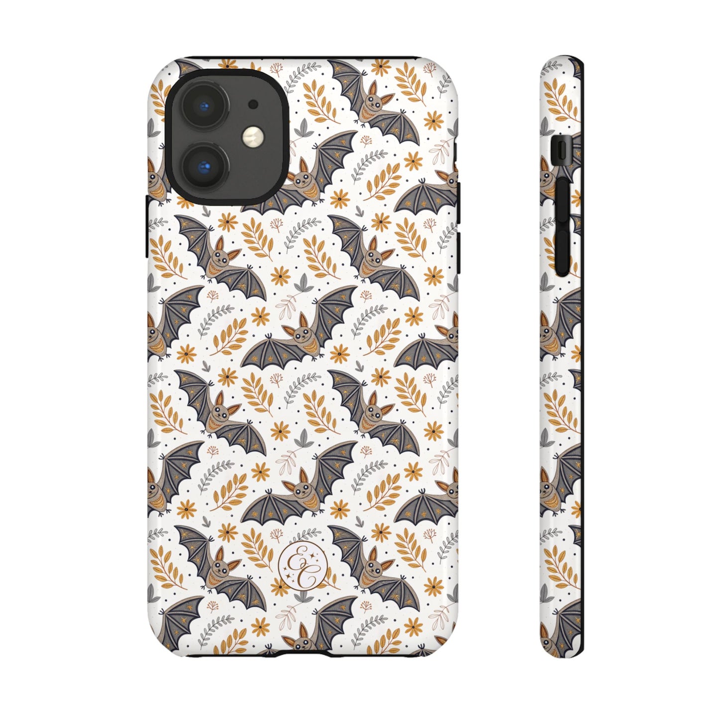 Boho Halloween Bat Pattern Tough Phone Case