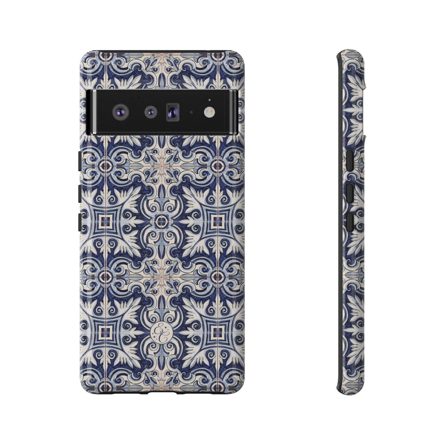 Mediterranean Floral Ceramic Pattern Tough Phone Case