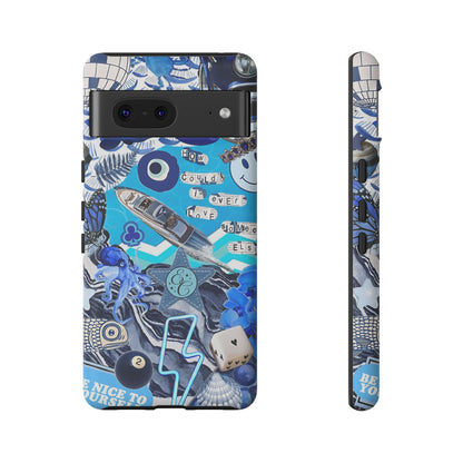 Eclectic Blue Collage Tough Phone Case