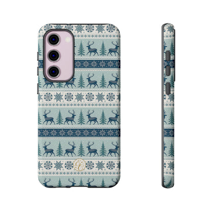 Blue Winter Reindeer Tough Phone Case