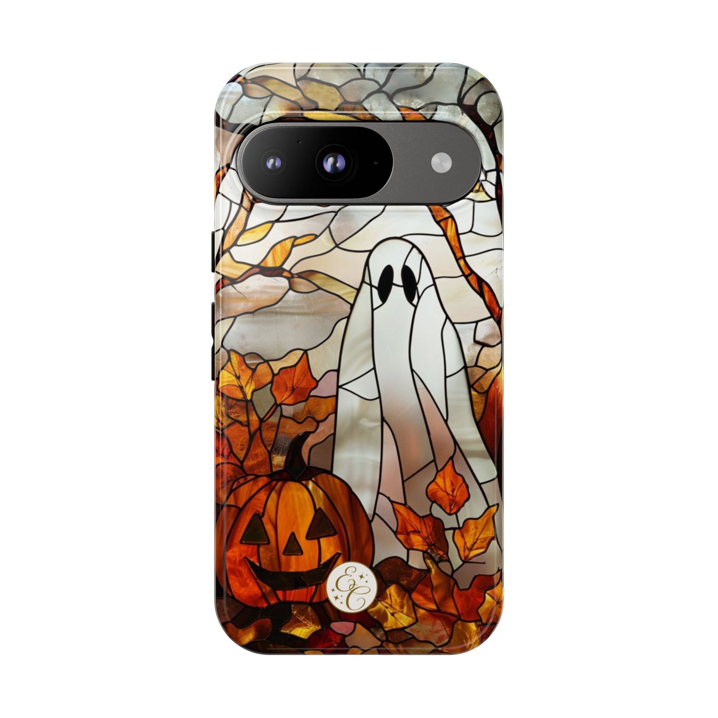 Halloween Ghost & Pumpkin Stained Glass Tough Phone Case