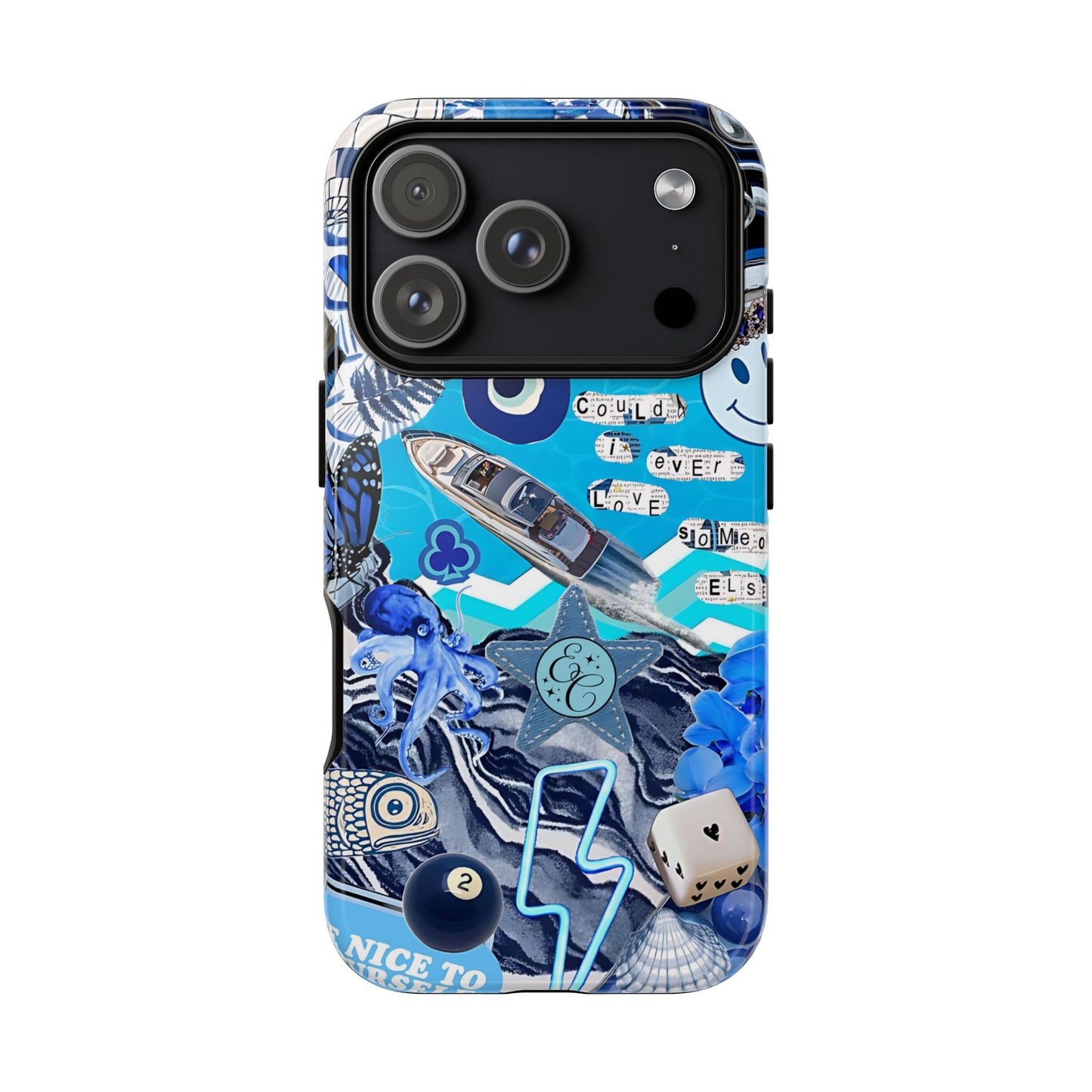 Eclectic Blue Collage Tough Phone Case
