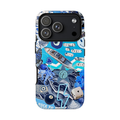 Eclectic Blue Collage Tough Phone Case