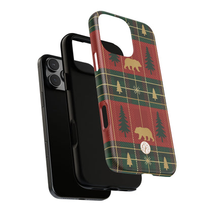 Christmas Bear Plaid Tough Phone Case
