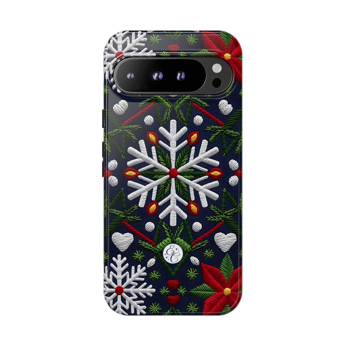 Snowflakes and Poinsettias Tough Phone Case