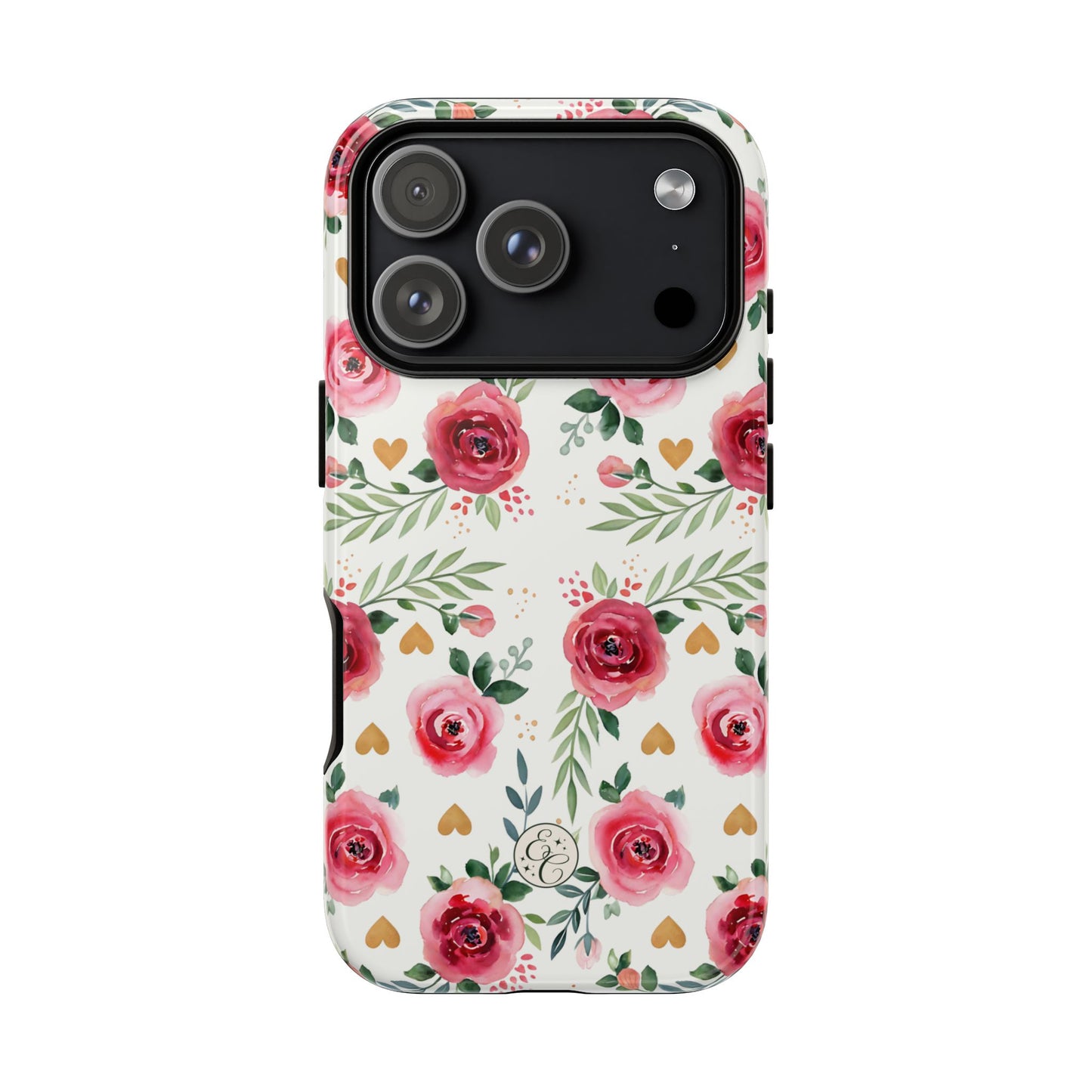 Hearts & Roses Watercolor Pattern Tough Phone Case