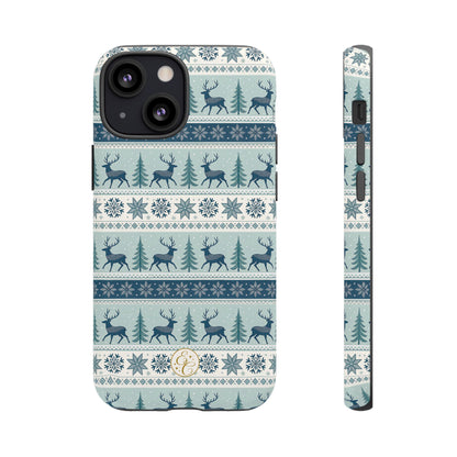 Blue Winter Reindeer Tough Phone Case