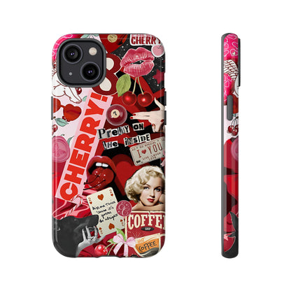 Cherry Theme Retro Collage Tough Phone Case