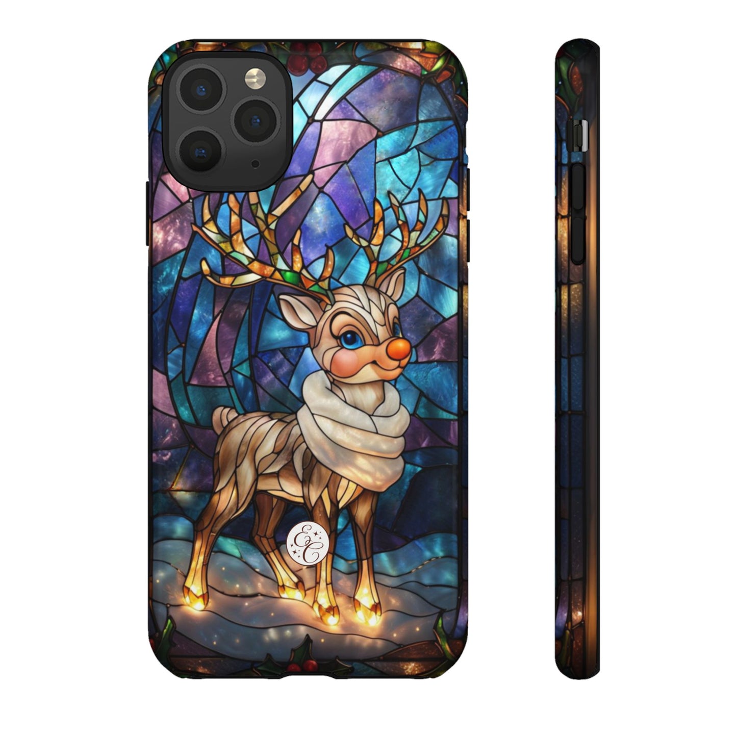 Cute Reindeer Stained Glass Tough Phone Case