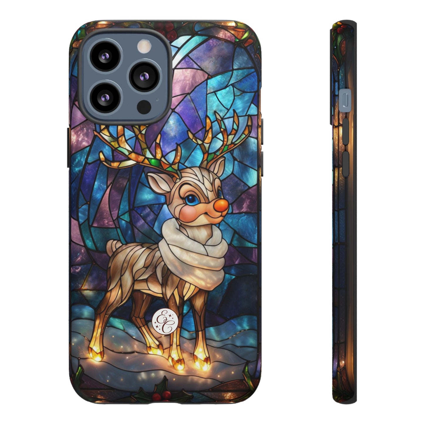 Cute Reindeer Stained Glass Tough Phone Case