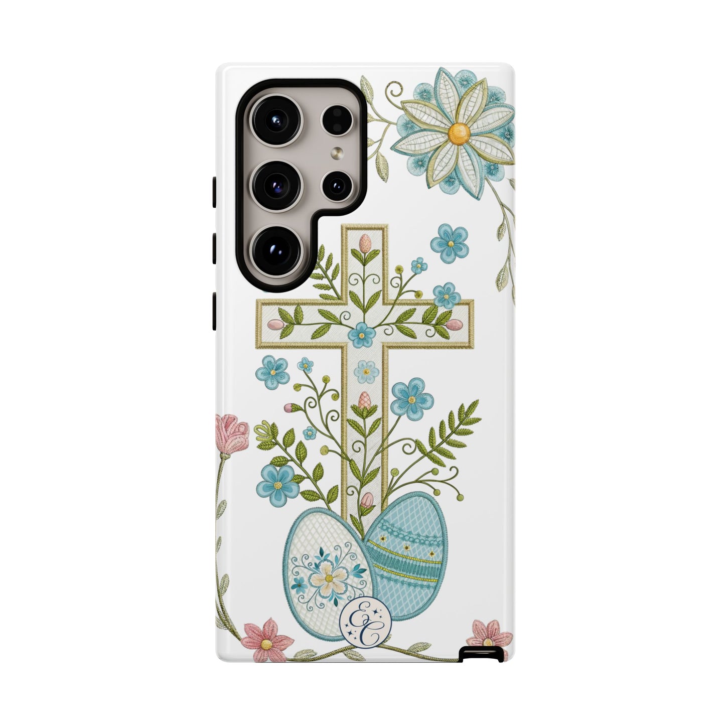 Vintage Easter Floral Cross Tough Phone Case