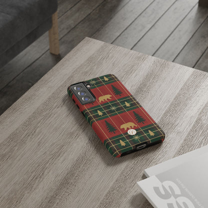 Christmas Bear Plaid Tough Phone Case