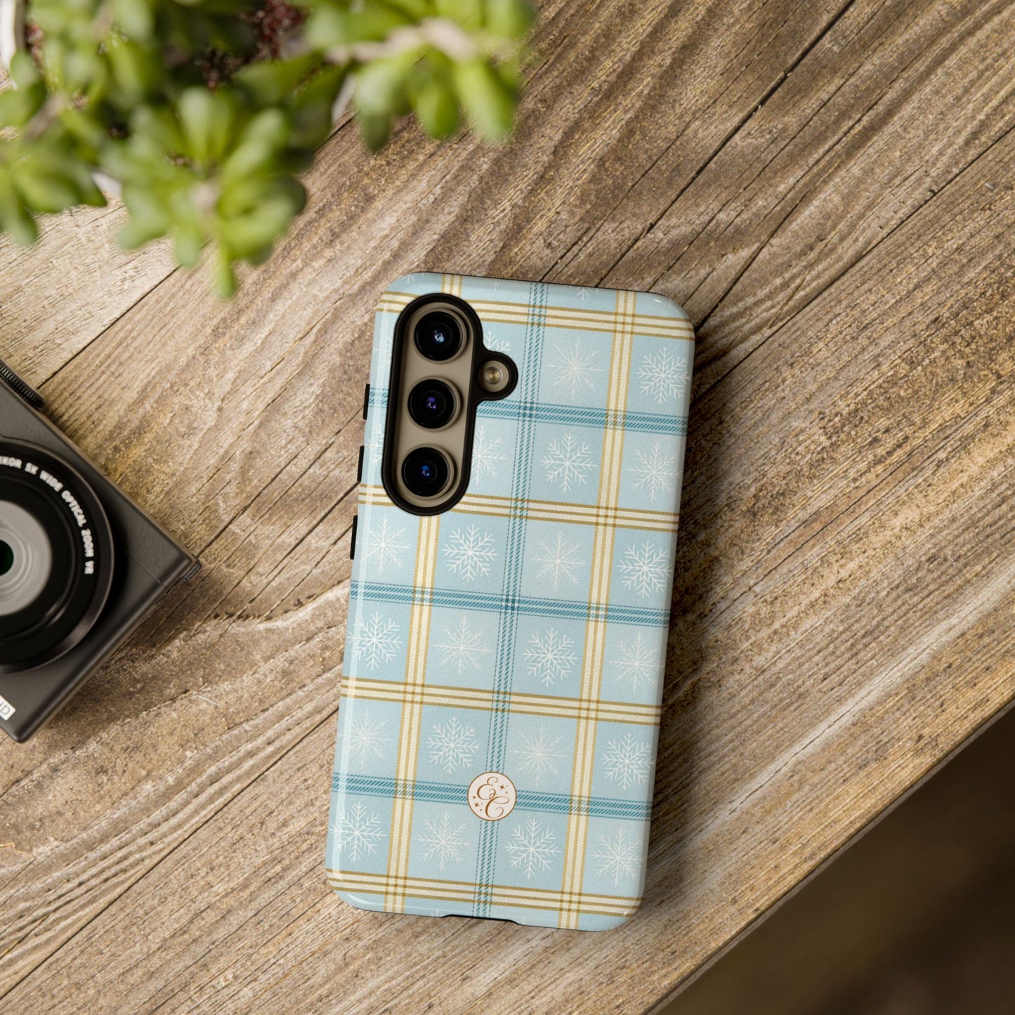 Blue Winter Plaid Tough Phone Case