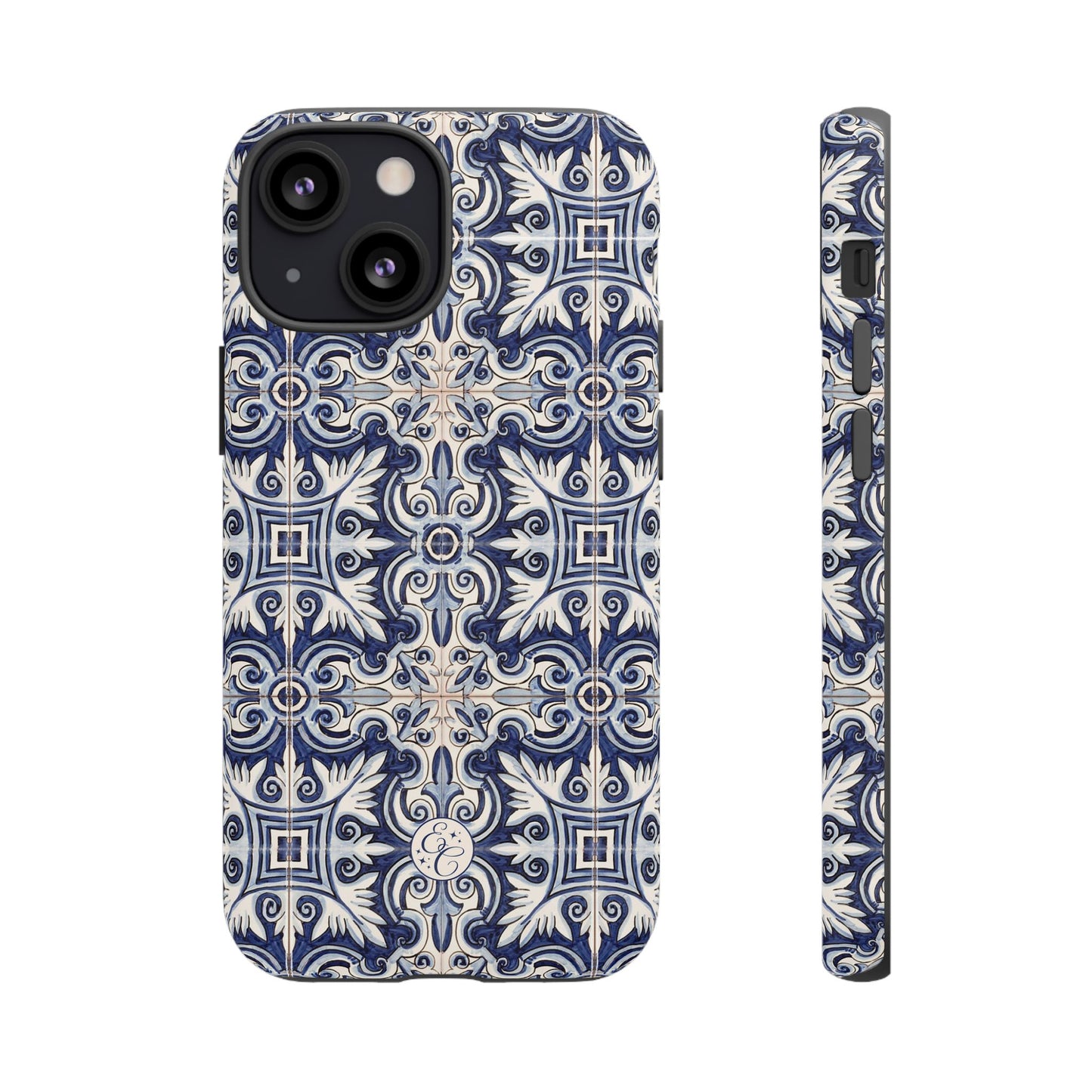 Mediterranean Floral Ceramic Pattern Tough Phone Case