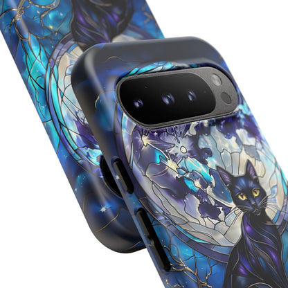 Midnight Cat Stained Glass Halloween Phone Case