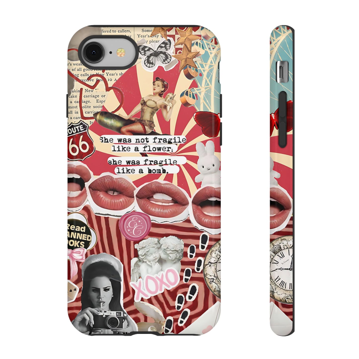 Feminine Aesthetic Retro Collage Tough Phone Case