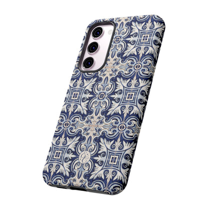 Mediterranean Floral Ceramic Pattern Tough Phone Case