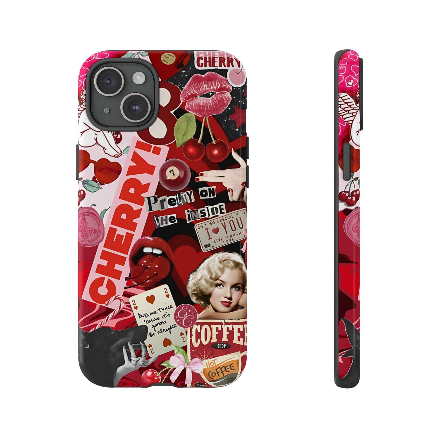 Cherry Theme Retro Collage Tough Phone Case