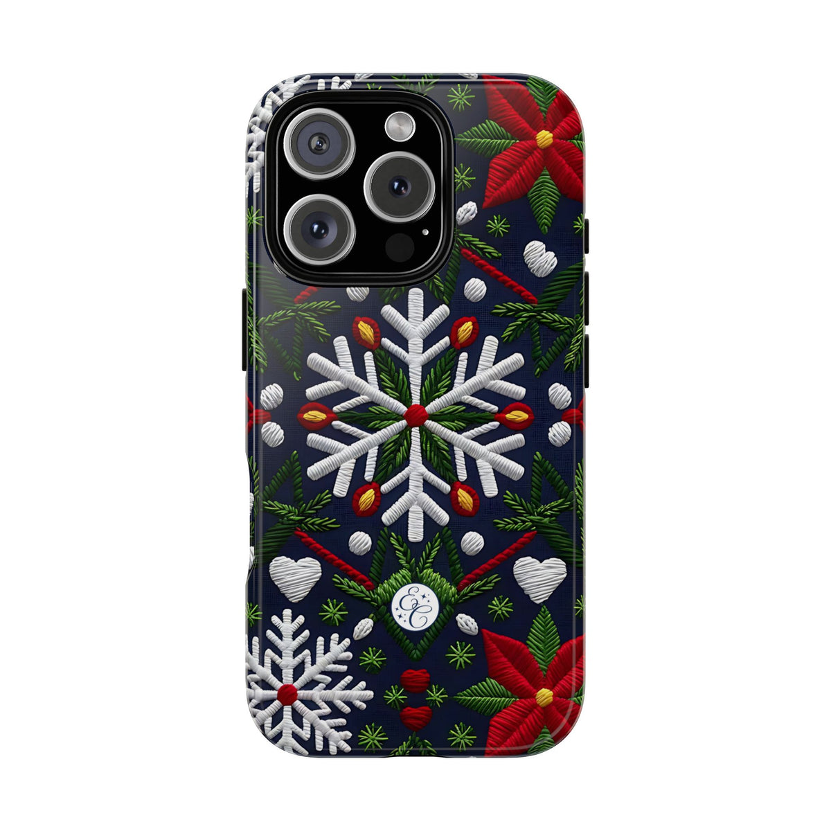 Snowflakes and Poinsettias Phone Case