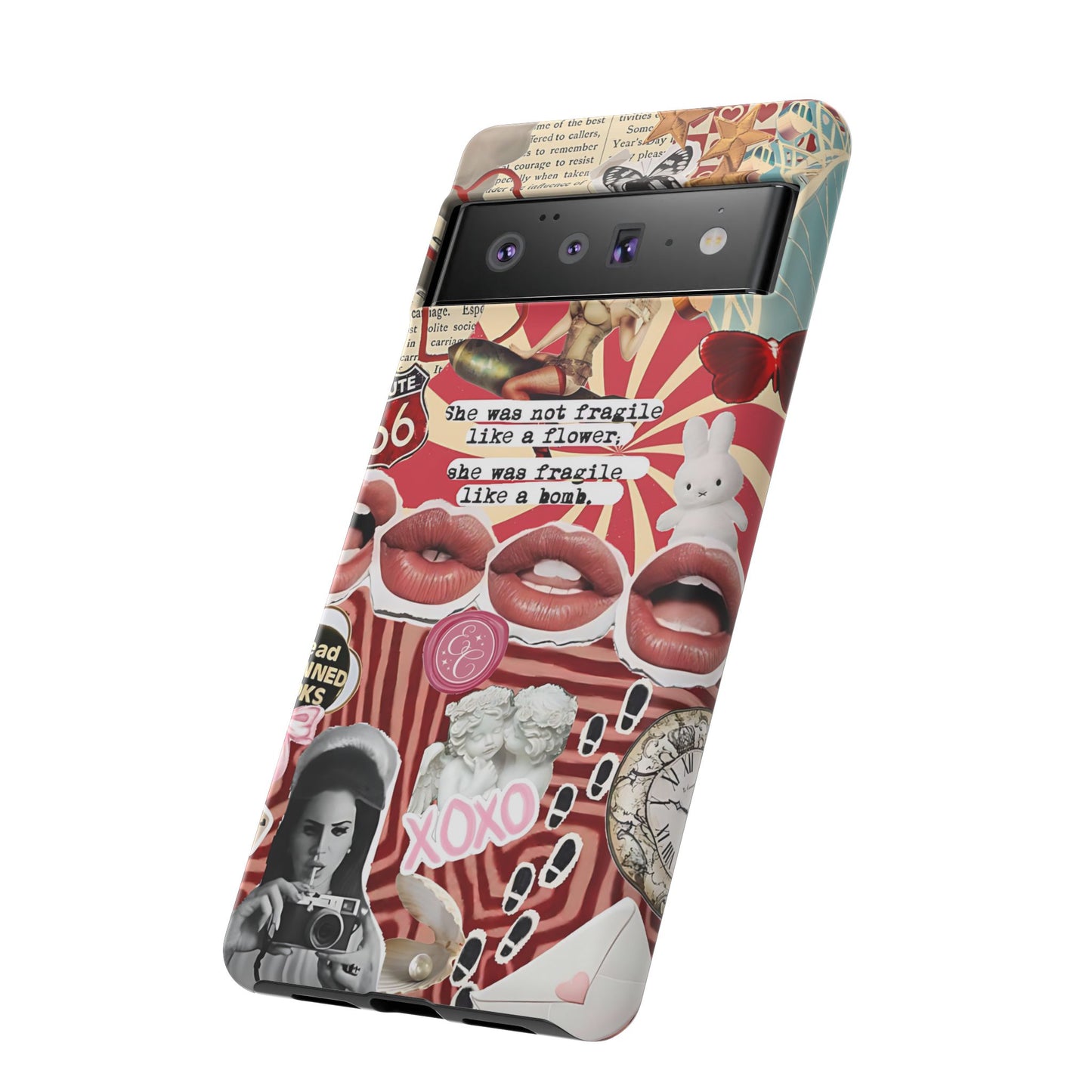 Feminine Aesthetic Retro Collage Tough Phone Case