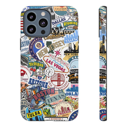 USA Travel Stickers Tough Phone Case