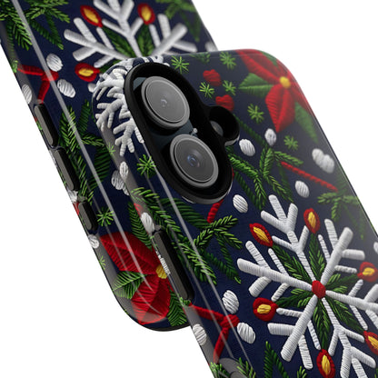 Snowflakes and Poinsettias Tough Phone Case