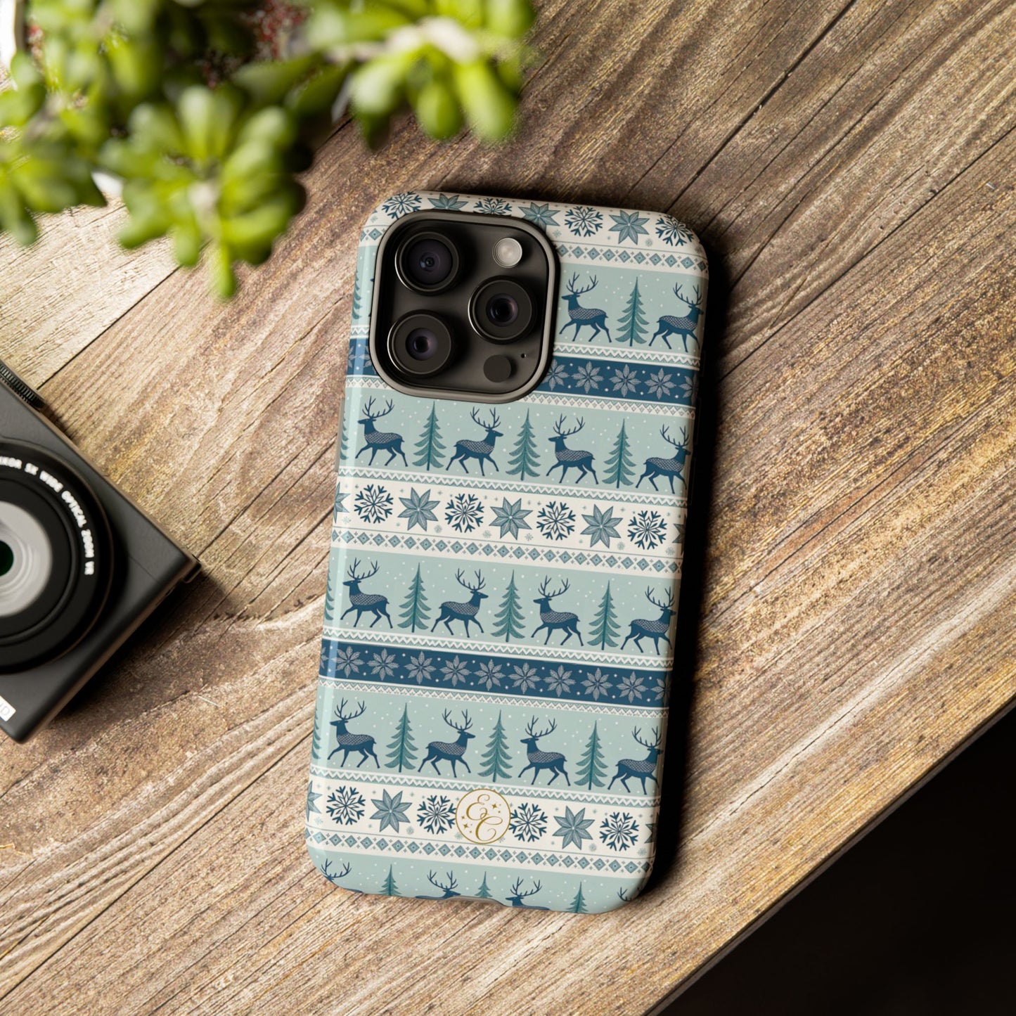 Blue Winter Reindeer Tough Phone Case