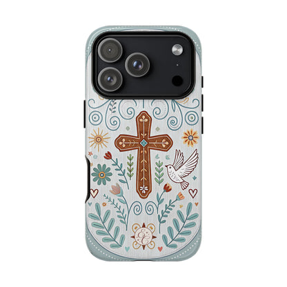 Christian Cross Floral Tough Phone Case