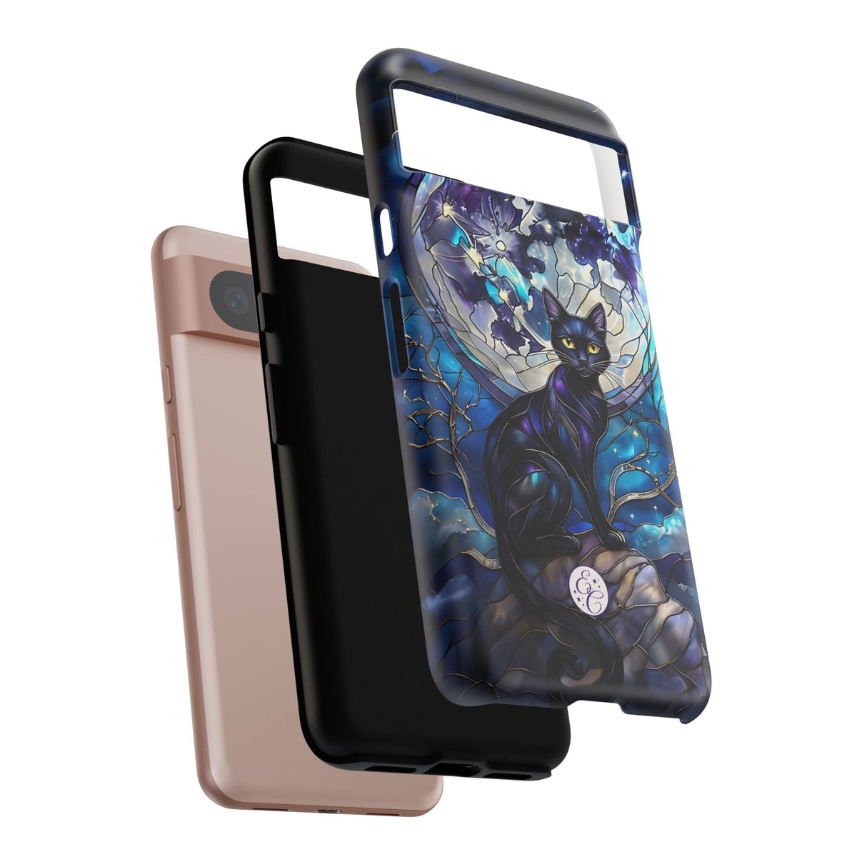 Midnight Cat Stained Glass Halloween Phone Case
