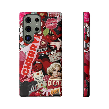 Cherry Theme Retro Collage Tough Phone Case