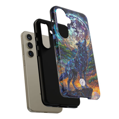 Moonlit Wolf Stained Glass Halloween Phone Case