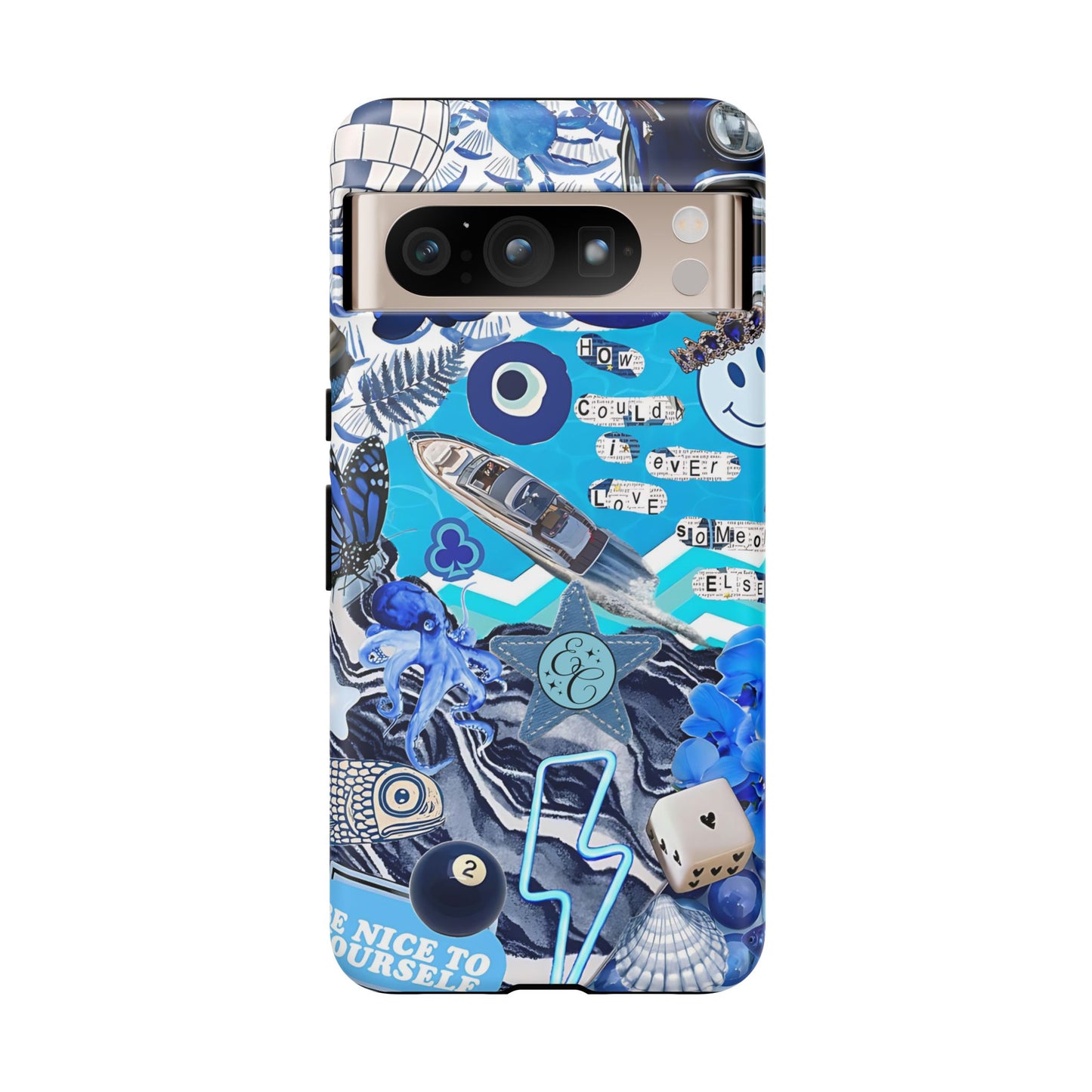 Eclectic Blue Collage Tough Phone Case