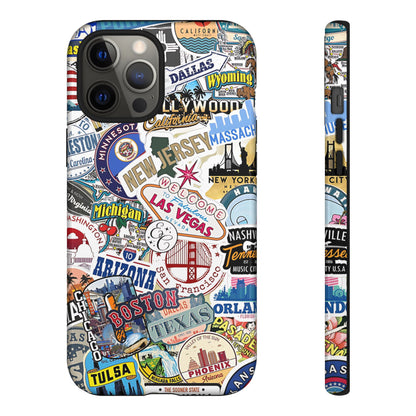 USA Travel Stickers Tough Phone Case