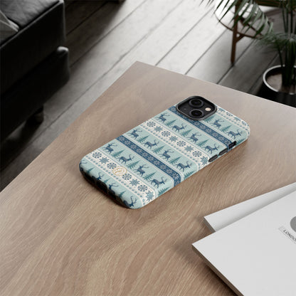 Blue Winter Reindeer Tough Phone Case