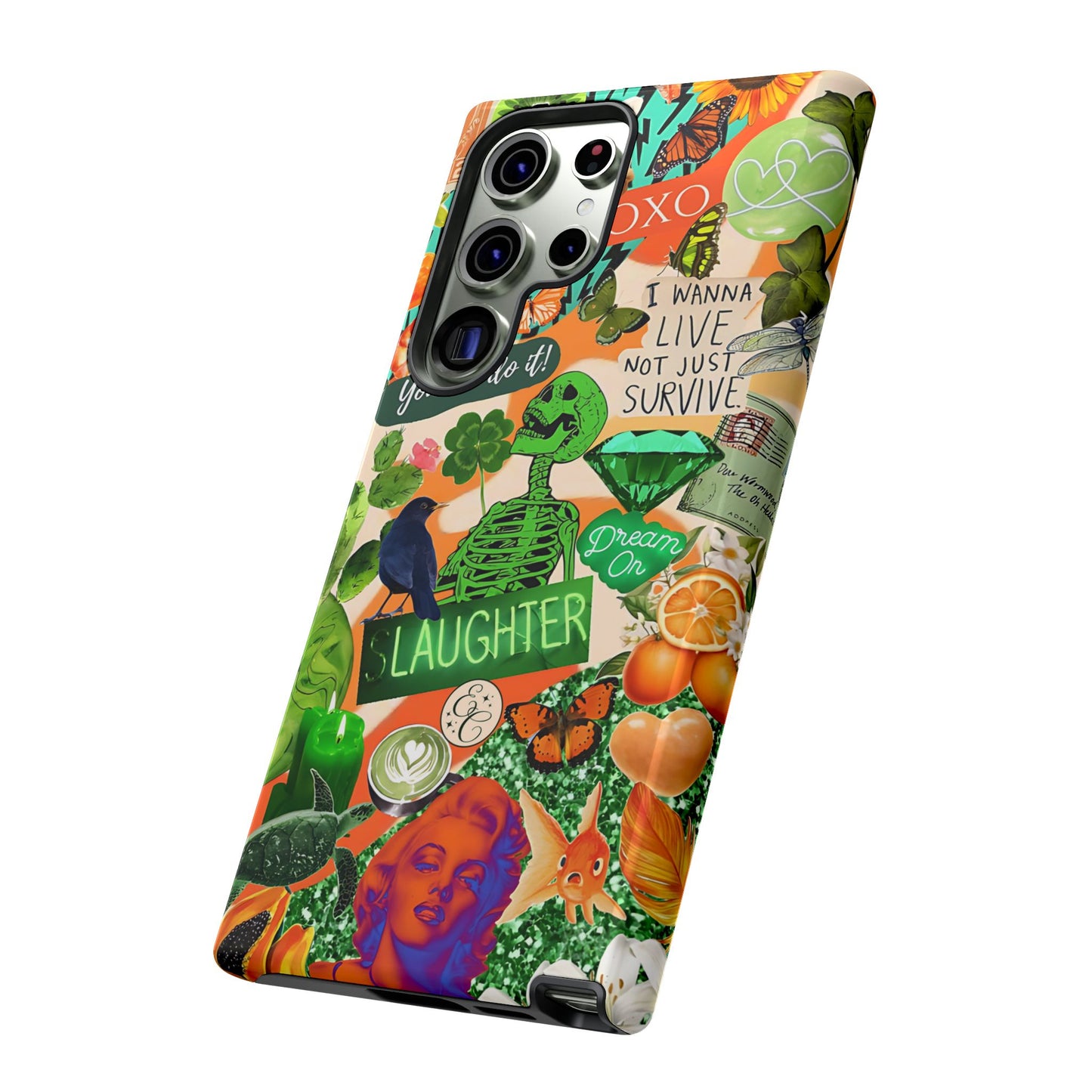 Green and Orange Collage Tough Phone Case