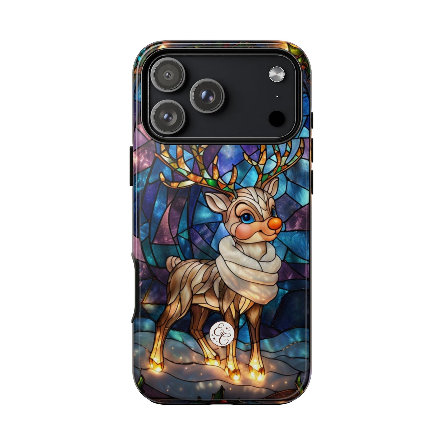 Cute Reindeer Stained Glass Tough Phone Case
